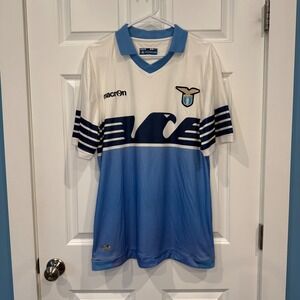 Macron SS Lazio 2014-15 Eagle Kit Home Jersey White Blue Size XL Football